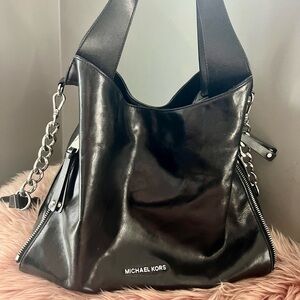 Large Black Leather Michael Kors Crossbody Bag